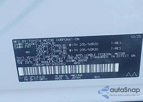 2026 Toyota Bz Limited from USA, damaged, VIN JTMBDAFBXTA002462